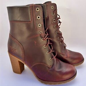 Timberland Heeled Lace-Up Boots Women’s 11 Brown Leather